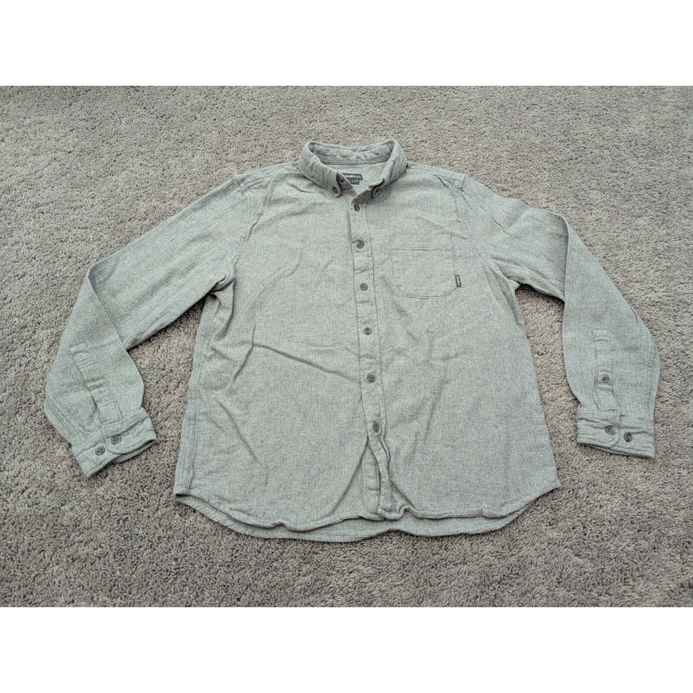 Eddie Bauer Button Up Shirt Mens Large Pockets Gray Casual Flannel